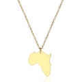 Polished gold stainless steel necklace featuring a minimalist Africa map shaped pendant - Gold (Polished Map Silhouette)
