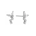 Elegant s925 silver butterfly earrings with sparkling cubic zirconia in symmetrical design - Silver Style 14-Butterfly
