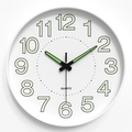 Orologio da parete al quarzo 25cm luminoso con grandi numeri verdi su quadrante bianco - 12 Pollici / Punti Arabi Quadrante Bianco Cornice Bianca