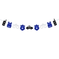 Glittery police party banner set with police car, badge, and radio for birthday decor - Pattern Accessories Banner