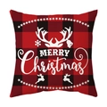 Christmas buffalo plaid pillow case with reindeer and Merry Christmas print - Red Black Plaid Merry Christmas Reindeer