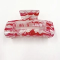 Vintage acrylic hair claw clip with red and white marble pattern texture design - Red and White Marble (D20-2-12)