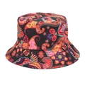 Unisex black bucket hat featuring vibrant orange and purple paisley floral patterns - M (56-58cm) / Multi-color Paisley Printed Style (1#)
