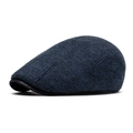 Coppola classica britannica in lana con motivo blu e nero e visiera in pelle scura - Regolabile / Blu navy