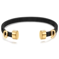Bracciale rigido minimalista da 6mm in rete nera con lettere OD dorate e punte in metallo - Oro Nero