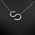Minimalist silver letter S pendant necklace with fine stainless steel link chain - White Letter S