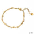 Double-layered gold bead anklet in polished stainless steel for women fashion - Gold