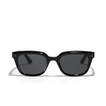 Vintage cat eye sunglasses with black square frame and silver rivet details - Bright Black