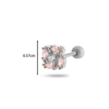 Pink bow zircon cartilage stud earring with stainless steel screw ball and 0.57cm size - 1# Silver (Flower Style)