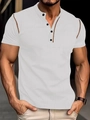 Retro Herren Poloshirt in Weiß mit Knopfleiste und Waffelstruktur Strickgewebe - S / Weiß