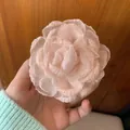 Pink fabric rose flower hair claw clip in a soft maillard style with layered petals - Double-sided Claw / Orange