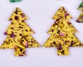 Yellow acrylic Christmas tree pendant with shimmering gold and purple sequins DIY charm - Yellow Christmas Tree