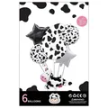 Cow pattern number 6 foil balloon set with star and animal shaped party balloons - Number 6