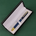 Navy blue matte business pen with gold accents in a premium black gift box set - Deep Blue Nib / Boxed