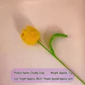 Handmade crochet tulip in yellow yarn with green stem for gift decor, 40cm height - Yellow Fat Tulip Single Stem