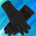 Gants thermiques d'hiver en polaire noire avec fonction tactile et coupe-vent - Étiquette en Cuir Femme - Poil de Lapin Noir