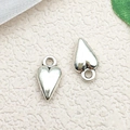Polished silver heart-shaped alloy charms for DIY jewelry making with top ring loops - Small Heart / 7x13mm