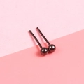 Minimalist S925 sterling silver ball stud earrings in gun black finish for men and women - 925 Silver / 3MM Round Ball (Gun Black)