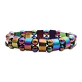 Rainbow plated hematite beaded bracelet with colorful magnetic stones in circular design - Rainbow Hematite