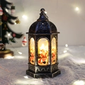 Vintage bronze Christmas lantern with Santa Claus pattern and warm LED glow - Retro Silver Hexagonal Santa Claus