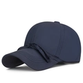 Navy blue quick-dry baseball cap for women with side bow ribbon and sun protection - Navy Blue