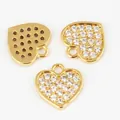 DIY gold plated heart charm pendant with sparkling cubic zirconia pavé for jewelry making - Mini Heart Type A - No Ring / Gold