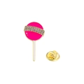 Spilla lecca-lecca rosa con zampa di gatto in strass e chiusura a farfalla dorata - Stile Lecca-lecca Rotondo Rosa (CZ1095-2)