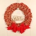 Ghirlanda natalizia in tessuto rosso con fiocchi d'oro e targa Merry Christmas in legno - Ghirlanda con Targa di Lettere Tipo D / Rosso Bordo Dorato