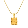 Golden stainless steel necklace featuring a vintage rectangle pendant with the letter E - Letter E