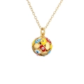 Golden necklace with candy-colored enamel evil eye charms on a polished chain - Colorful