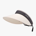 Visiera parasole UV da donna beige e grigio scuro con fascia elastica e tesa larga - Regolabile / Grigio