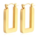Orecchini a cerchio rettangolari in acciaio inossidabile dorato vintage per donna - Oro (MS-067)