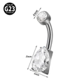 Bauchnabelpiercing aus G23 Titan mit silbernem Finish und funkelndem Zirkon in Tropfenform - Stil 1 (Wassertropfen)