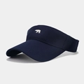 Detail of navy sun visor featuring white polar bear embroidery and reinforced brim stitching - Adjustable / Dark Blue