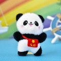 Cute plush panda keychain accessory with a small red bag and Chengdu embroidery detail - Chengdu Panda-Red / 13cm