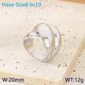 Anillo de onda plata pulida, ancho 20mm, peso 12g, tallas de US 6-10 - US 6 / Color Acero