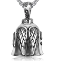 Silver American eagle wing bell pendant with antique finish and engraved SALI lettering - Steel Color (No Chain)