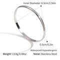 Detail view of silver stainless steel bangle with dimensions showing 6.5cm diameter - Silver Minimalist Plain Bangle(YYBL023118-6.5-P) / 6.5cm Inner Diameter