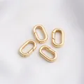 Set of four 14K gold-plated oval spring clasps for DIY jewelry necklace connections - 14K Gold Oval Spring Clasp 16x9.5mm