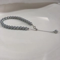 Elegant Aurora grey pearl bracelet with s925 silver clasp and adjustable chain - 925 Silver-Aurora Silver Blue (6mm)