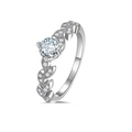 Elegant S925 sterling silver ring featuring a vine leaf design with a moissanite stone - US 6 / Silver