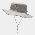 Dettaglio cappello da sole grigio con rete traspirante e cordoncino antivento - Taglia unica / Grigio chiaro