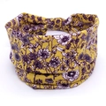 Bohemian floral wide headband for women in ginger yellow with purple hand-drawn flowers - 40-Ginger Floral