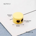 Macro detail of 8mm gold stainless steel jewelry bead with 2.6mm hole and dimensions - Gold Circle Shape Double Hole (KLJ7717-Z)