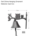 Rustic cast iron owl welcome bell for garden and home wall decor with mounting screws - Owl Doorbell 7501