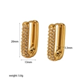 Dimensioni tecniche per orecchini a cerchio rettangolari placcati oro 18k con zirconi - Oro / Zircone Trasparente (TE6372-WT-G)