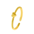 Anello regolabile a cuore dorato con design a corda intrecciata e finitura lucida - Oro KC Chiaro (Cuore Intrecciato)