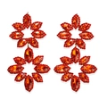 Orange flower crystal earrings with sparkling rhinestones in a gold-plated setting - Red Zircon