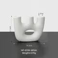 Modern white matte ceramic candle holder with three holes and geometric nordic design - HP-0784 / White