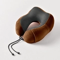 Cuscino da viaggio marrone a forma di U in memory foam con rete traspirante e coulisse - caffè